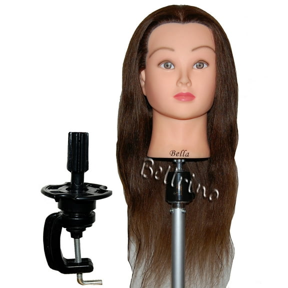 Bellrino 24 " Cosmetology Mannequin Manikin Training Head with Human Hair - Bella (CLAMP HOLDER INCLUDED)