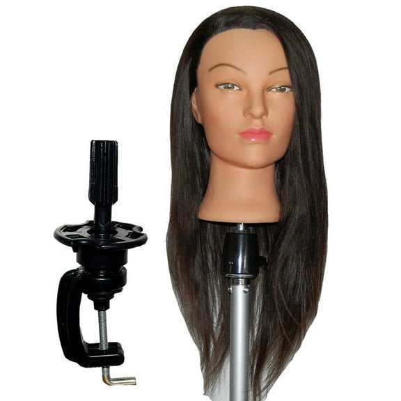 Bellrino 24 " Cosmetology Mannequin Manikin Training Head with Human Hair - Lindesey (CLAMP HOLDER INCLUDED)