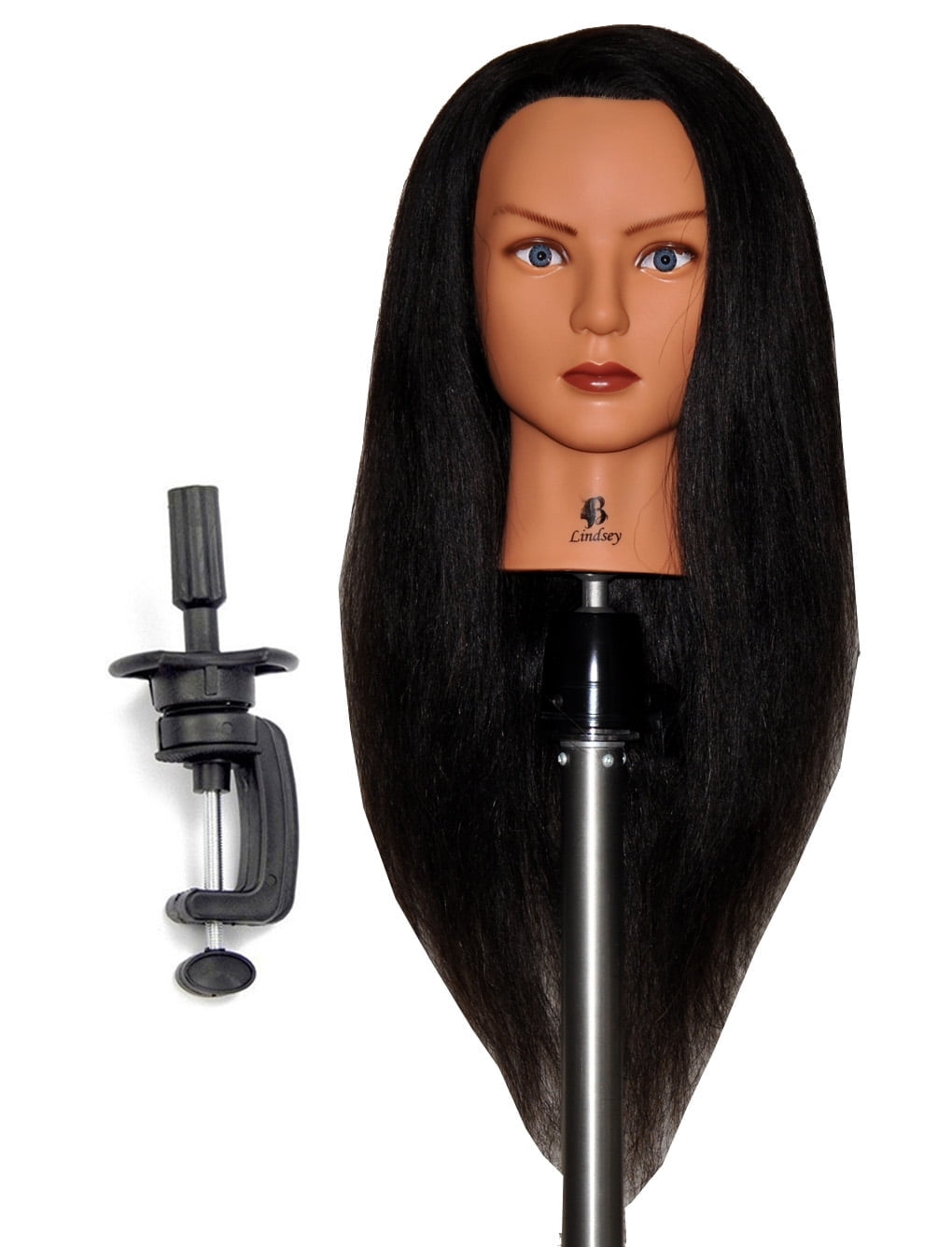 Bellrino 24 " Cosmetology Mannequin Manikin Training Head with Human Hair - Lindsey (CLAMP HOLDER INCLUDED)