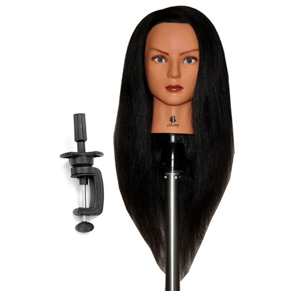 Bellrino 24 " Cosmetology Mannequin Manikin Training Head with Human Hair - Lindsey (CLAMP HOLDER INCLUDED)