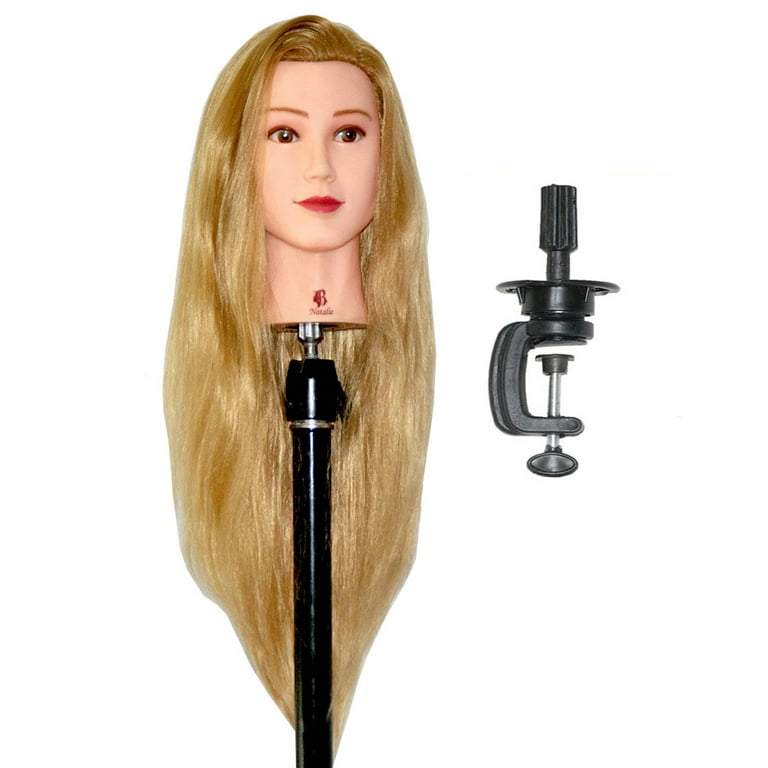 Bellrino 28 inch Cosmetology Mannequin Manikin Training Head with Synthetic Fiber - Natalie (Clamp Holder Included)