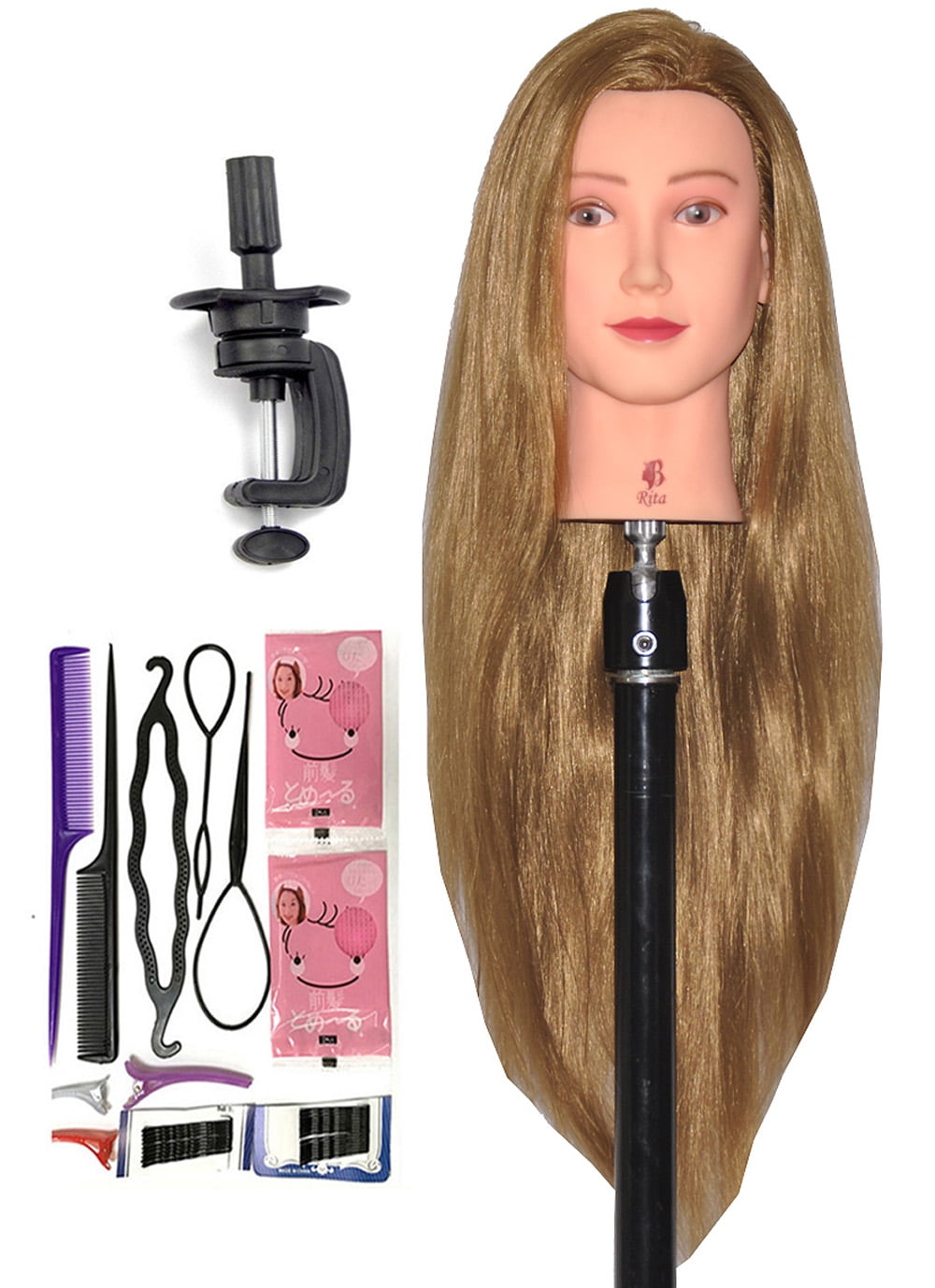 Bellrino 28" Cosmetology Mannequin Manikin Training Head with Synthetic Fiber - Rita