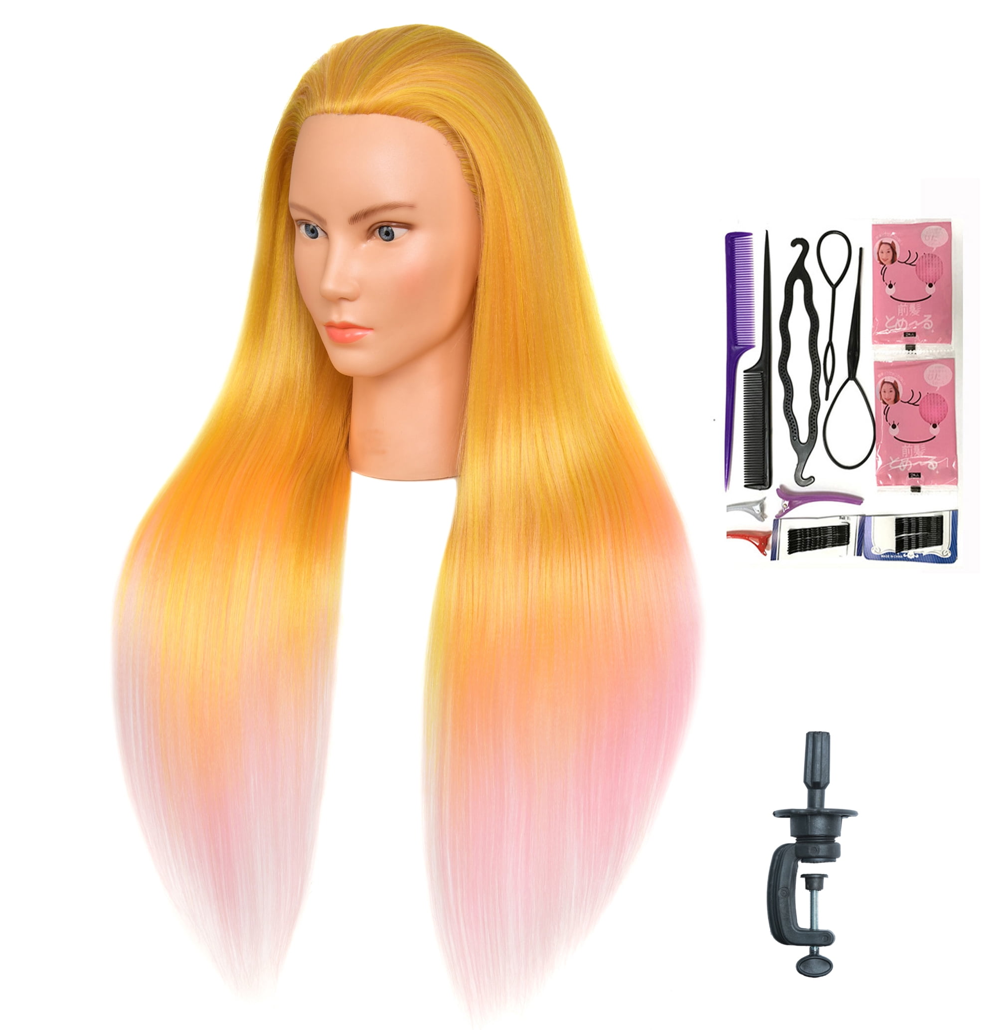 Bellrino 28" Cosmetology Mannequin Manikin Training Head with Synthetic Fiber with Gift Set W-1SA92040