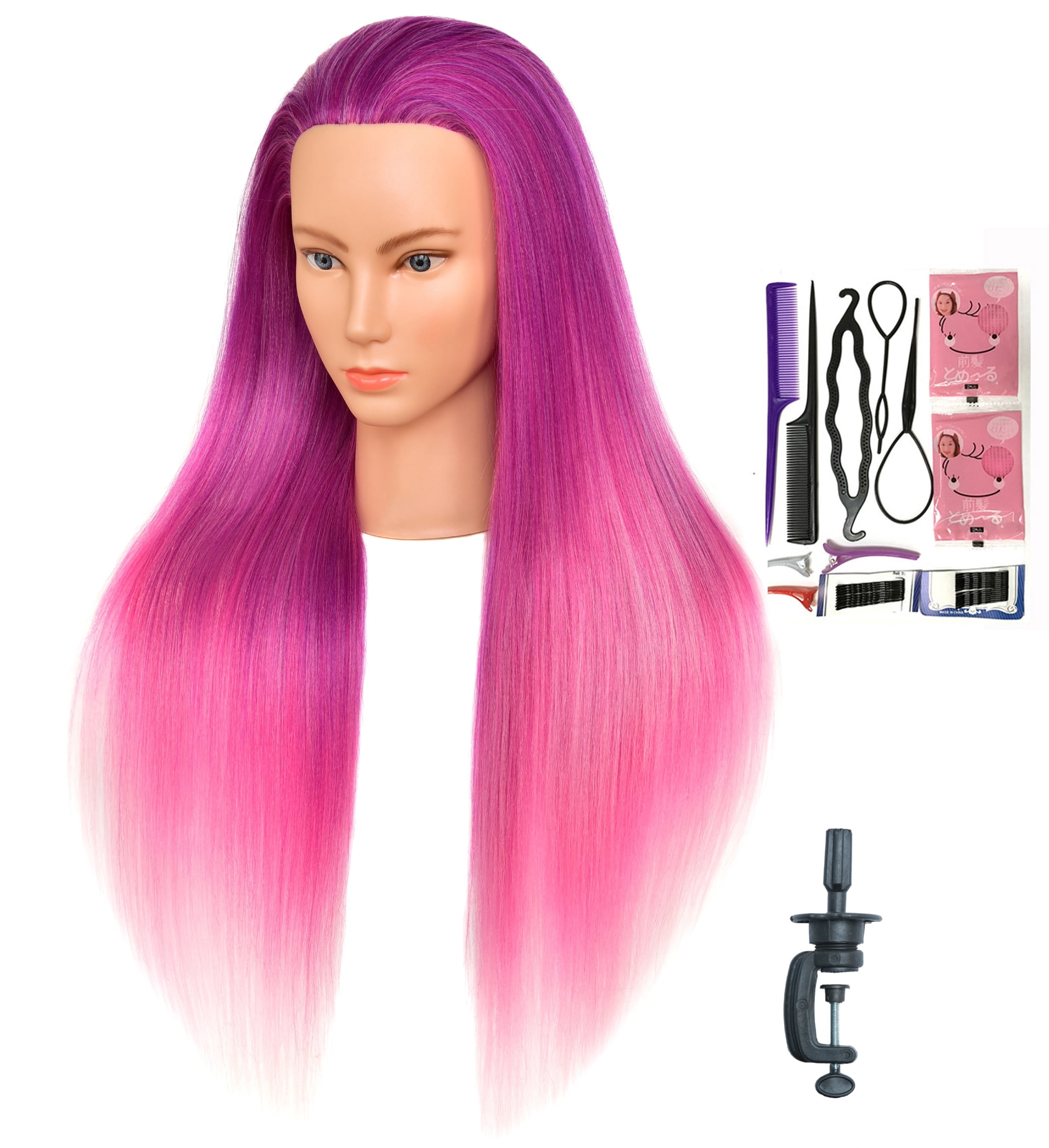 Bellrino 28" Cosmetology Mannequin Manikin Training Head with Synthetic Fiber with Gift Set  W-1SA92050