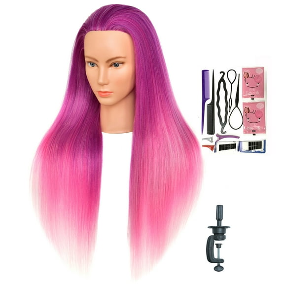 Bellrino 28" Cosmetology Mannequin Manikin Training Head with Synthetic Fiber with Gift Set W-1SA92050