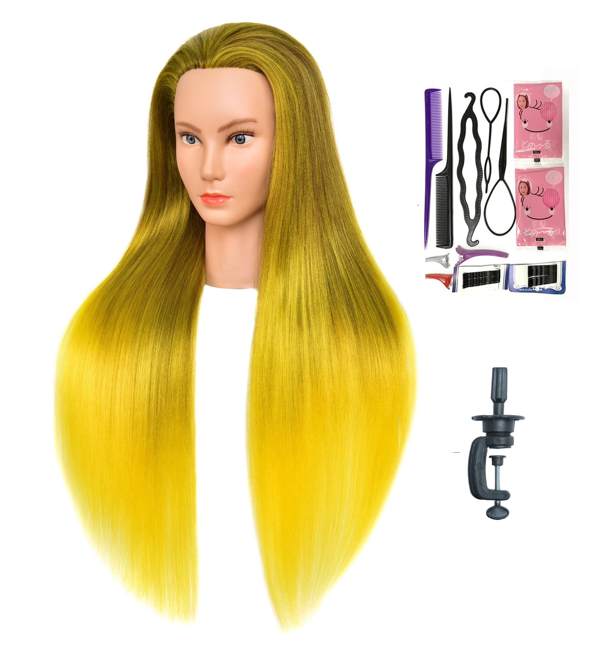 Bellrino 28" Cosmetology Mannequin Manikin Training Head with Synthetic Fiber with Gift Set W-1SA92080