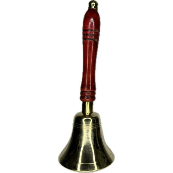 Bells -8" Brass Bell Wood Handle Gold Polished -(1pc) -Campana de Latn Pulido con Mango de Madera -Religious,Meditation,Esoteric,Spiritual,New Age,Bells,Brass Bells