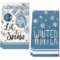 thumbnail image 1 of Bells Hello Winter Kitchen Towels Set of 2,Blue Tree Snowflake Dish Hand Towels Holiday Home Indoor Bathroom Party Seasonal Decorations DD046, 1 of 6