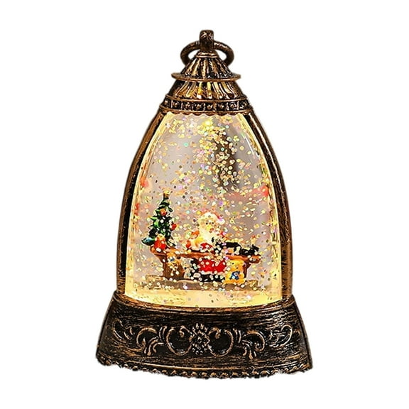 Bells Shape Swirling Glitter Christmas Lamp Snow Globe LED Table Light For Kids Bedroom Nursery Holiday Decoration