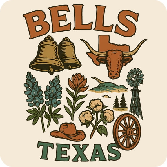 Bells Texas Keepsakes Souvenir Vinyl Sticker – Destination Travel Keepsake Collectible (4-Inches Wide)