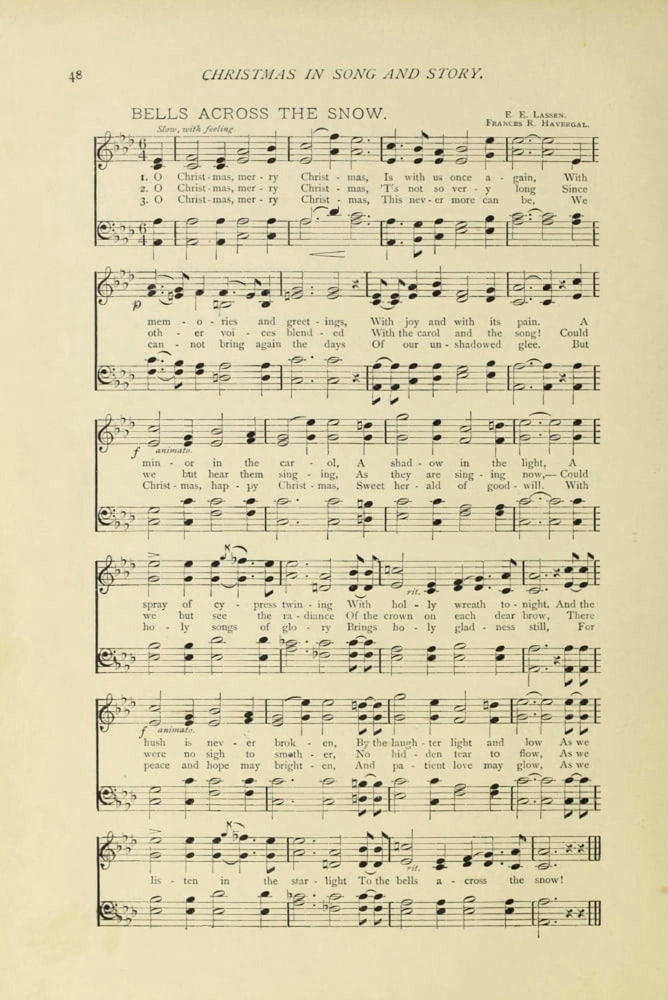 Bells across the Snow Christmas in Song 1891 Canvas Art - (18 x 24)