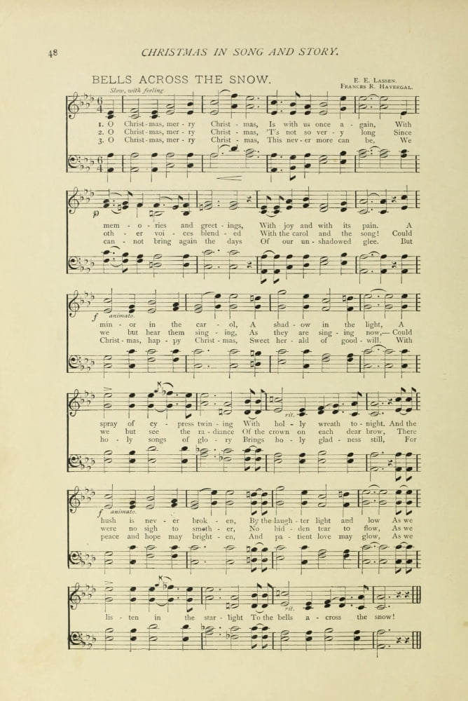 Bells across the Snow Christmas in Song 1891 Canvas Art -  (24 x 36)