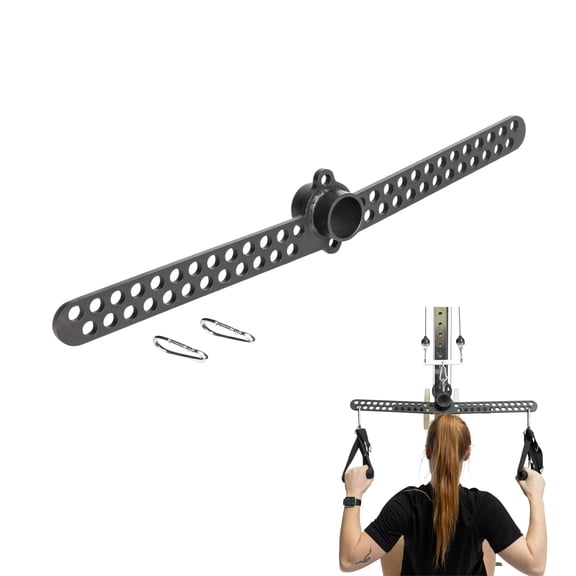 Bells of Steel 30in D-Handle Bar Cable Attachment D Handle Adjustable Cable Machine Bar with Carabiners, Multi-Grip LAT Pulldown and Row Attachment