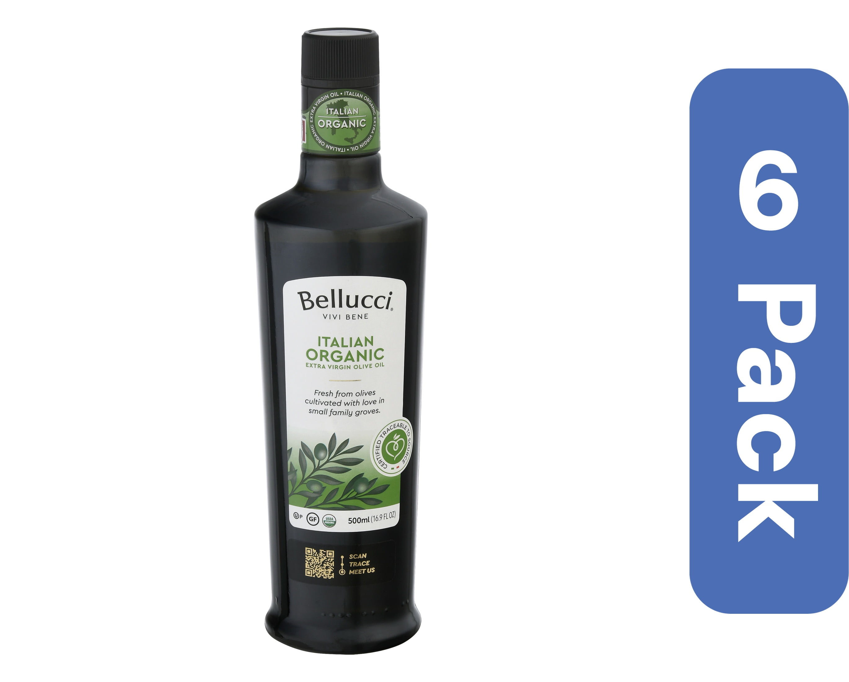 Bellucci Premium Organic Extra Virgin Olive Oil 500 ml (Pack Of 6)