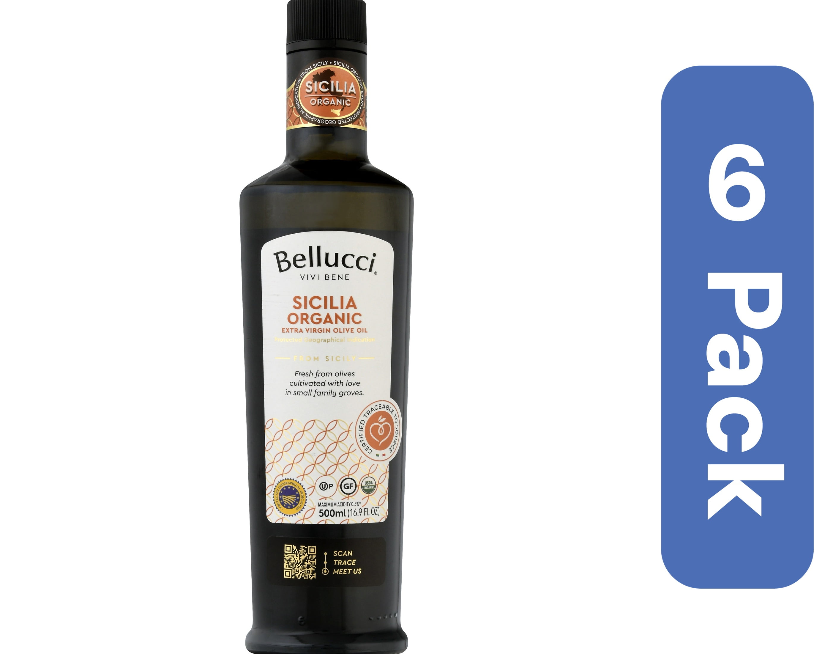 Bellucci Premium Sicilian Extra Virgin Olive Oil 500 ml (Pack Of 6)