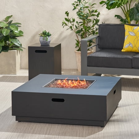 Bellvue Outdoor Iron Fire Pit with Tank Holder, Brown Brushed