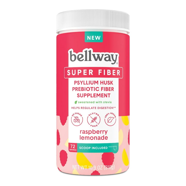 Bellway Psyllium Super Fiber Prebiotic Supplement Powder, Sugar