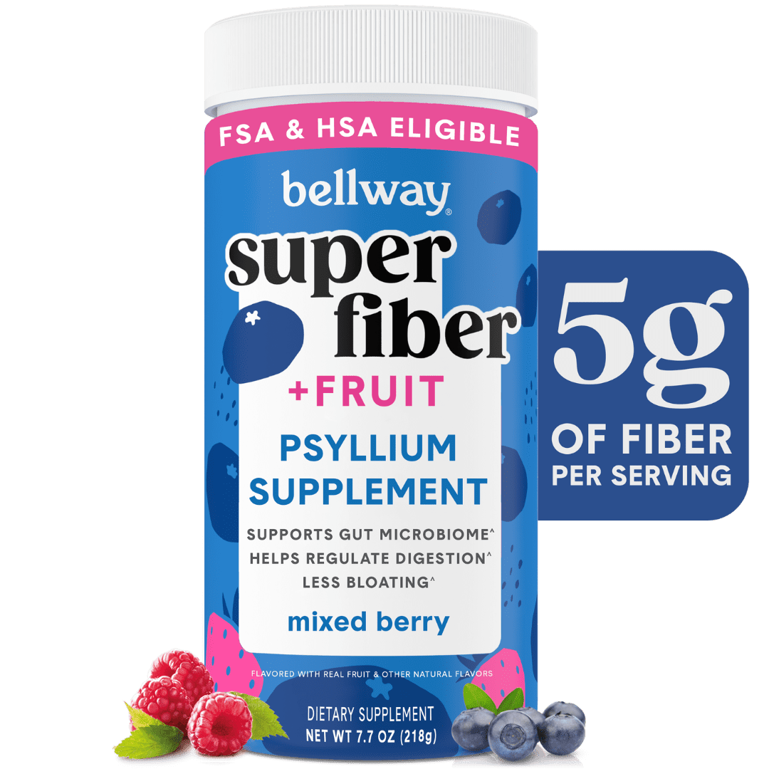Bellway Super Fiber Powder + Fruit, Sugar Free Psyllium Husk Fiber Supplement, Mixed Berry, 60 Servings