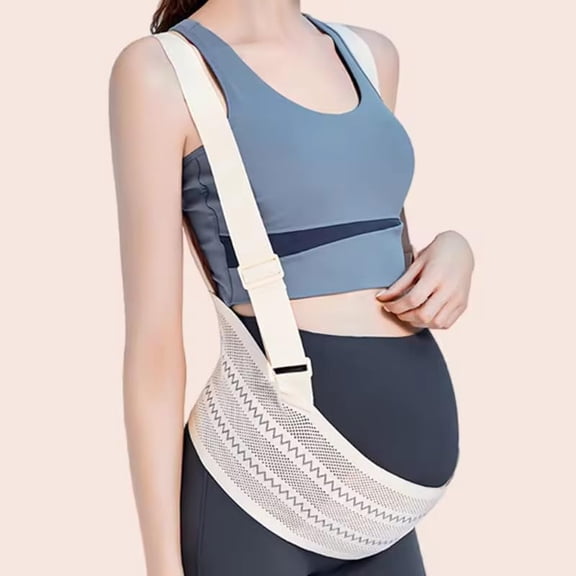 Belly Bands for Pregnant Women, Maternity Pregnancy Support Belt, Adjustable Pregnancy Belly Band, Breathable Elastic Waist Support Band with Back Brace Straps, Beige (XXL)