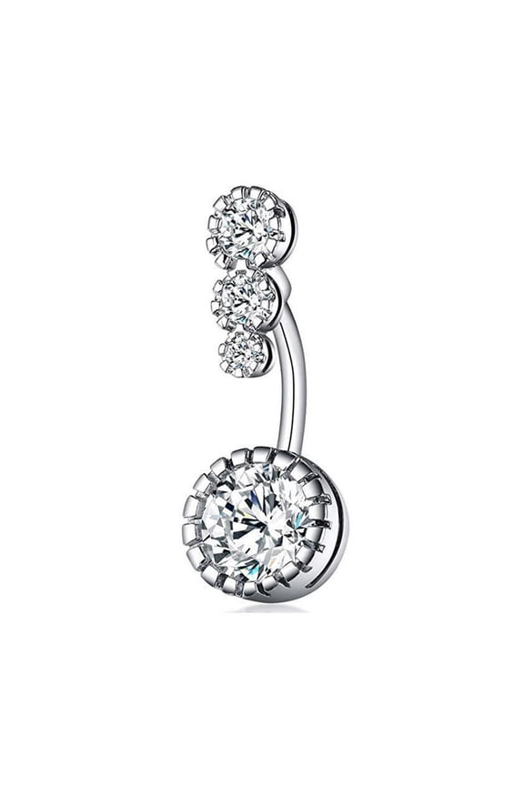 Belly Bars Navel Rings Triple Crystal Gem Body Piercing Button Jewellery Gift For Her