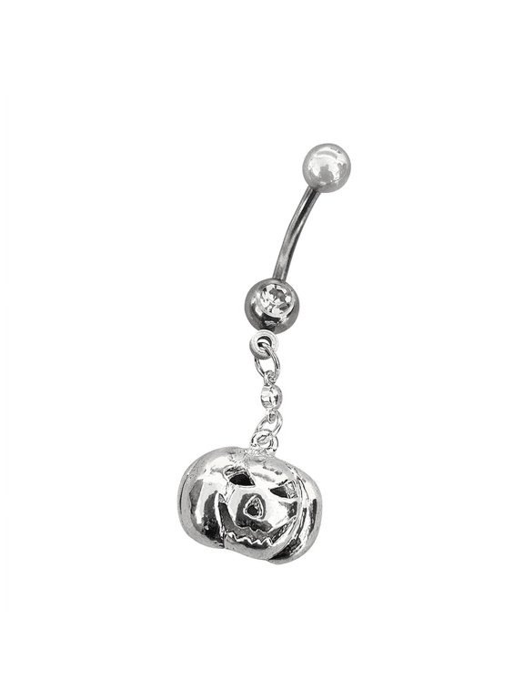 Belly Bottom Ring Surgical steel Dangle Pumpkin design 14 Gauge