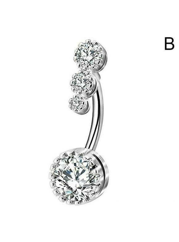 Belly Button Bars Barbell Drop Dangle Navel Bar Body Piercing Ring With Crystal O0R3