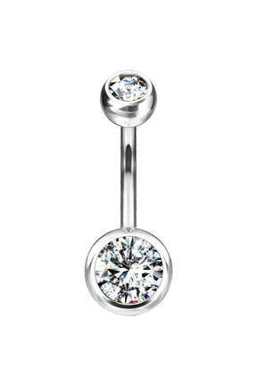 Belly Button Navel Rings Implant Grade Titanium Double Bezel Set Jeweled