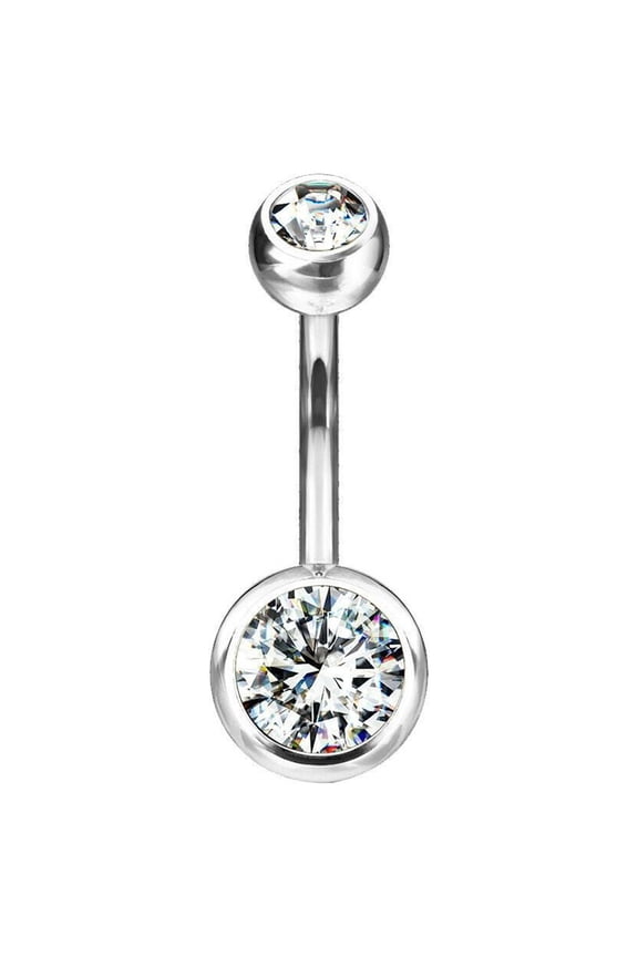 Belly Button Navel Rings Implant Grade Titanium Double Bezel Set Jeweled