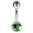 thumbnail image 1 of Belly Button Navel Rings Implant Grade Titanium Double Bezel Set Jeweled, 1 of 15