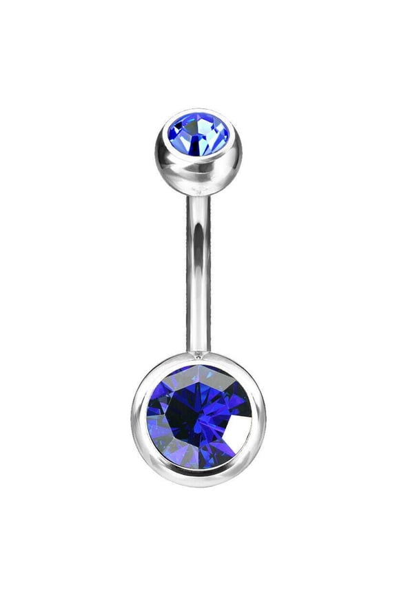 Belly Button Navel Rings Implant Grade Titanium Double Bezel Set Jeweled
