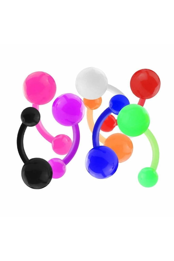 Belly Button Navel Rings with Solid Acrylic Balls Bio-Flex set of 8