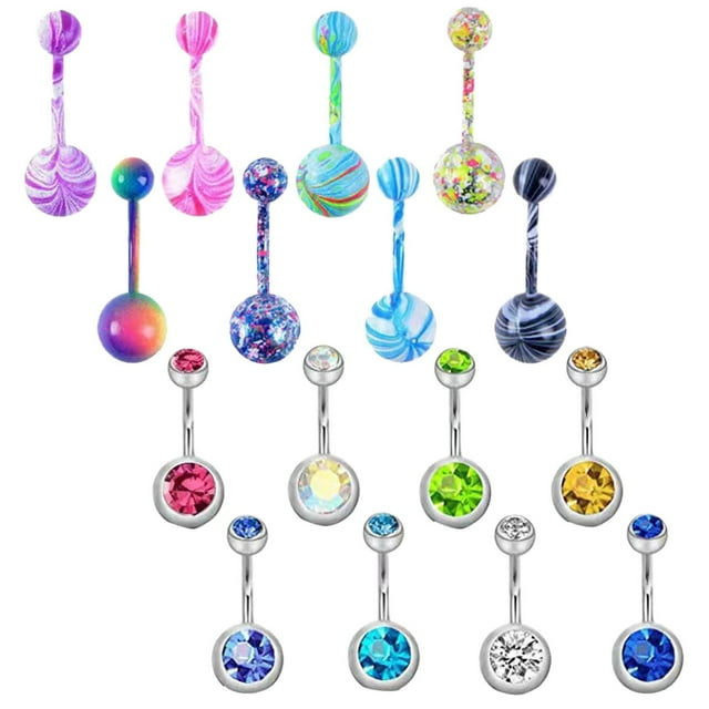 Belly Button Piercing Pregnancy Flexible Bead Sexy Belly Button Piercing Navel Nail Set 16