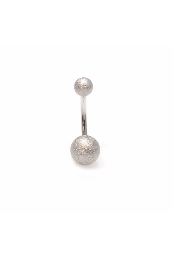 Belly Button Ring 14G Sand Finish Ball Ends Navel Ring Body Jewelry - 4 Colors