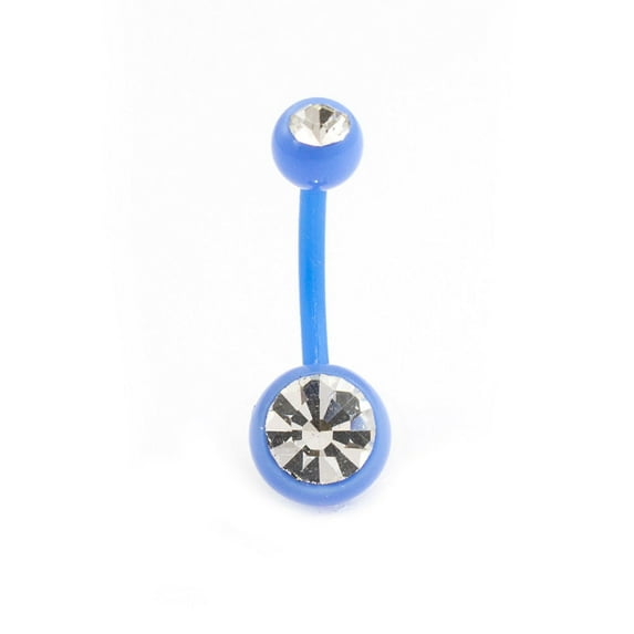 Belly Button Ring 14g Flexi Shaft with Two Cubic Zirconia Gems
