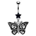 thumbnail image 1 of Belly Button Ring 14g Star CZ/Gothic Butterfly with Skull Navel Ring Moth, 1 of 1