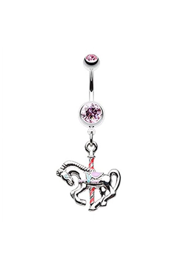 Belly Button Ring Carousel Merry-go-Round Horse