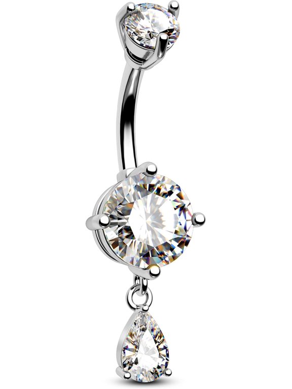 Belly Button Ring Dangle Belly Rings 316L Surgical Steel Belly Button Piercing Jewelry Teardrop Navel Ring for Women