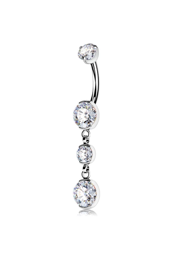Belly Button Ring Dangle G23 Titanium Cubic Zirconia 14G Navel Piercing Jewelry