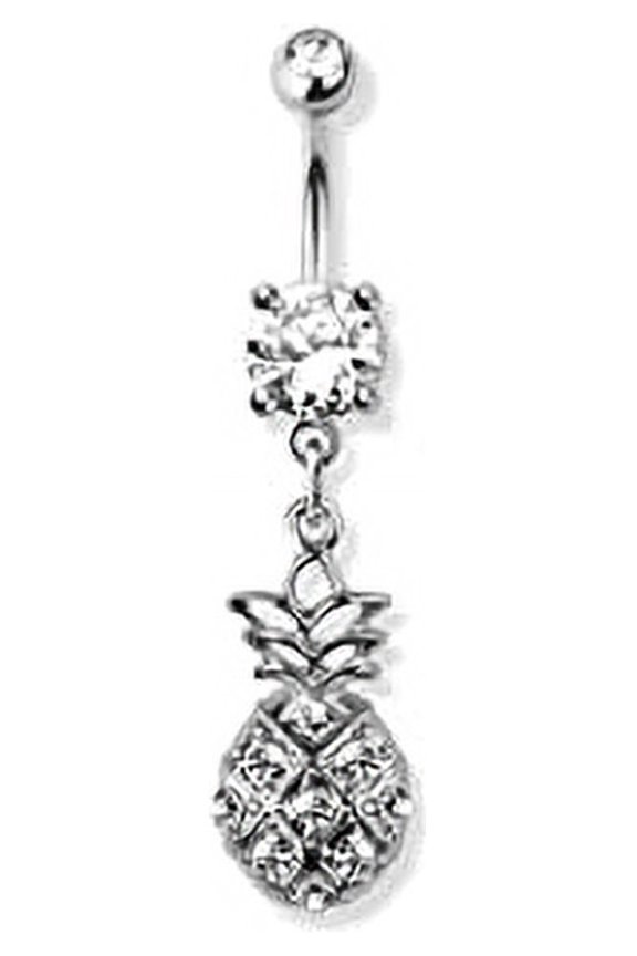 Belly Button Ring Gem Pineapple 316L surgical steel navel