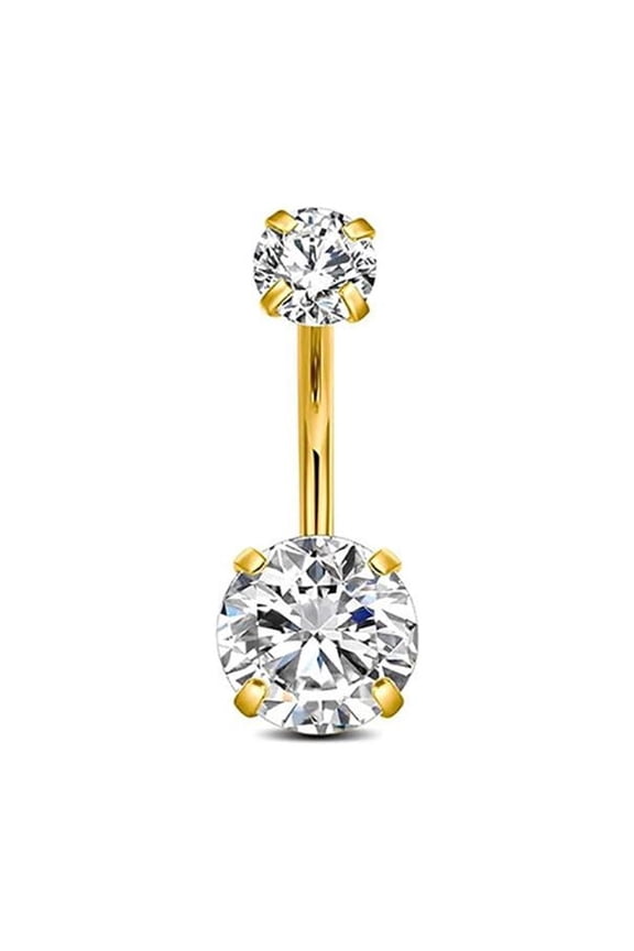 Belly Button Ring - Medical Steel Belly Button Piercing with Zircon Gemstone, Personalized Body Jewelry for Women, Fashionable Belly Button Stud Earrings