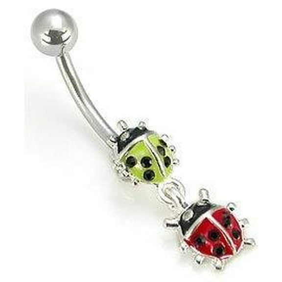 Belly Button Ring Navel 3/8" double ladybug