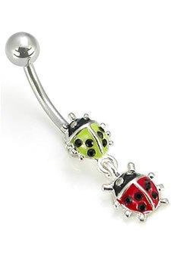 Belly Button Ring Navel 3/8" double ladybug