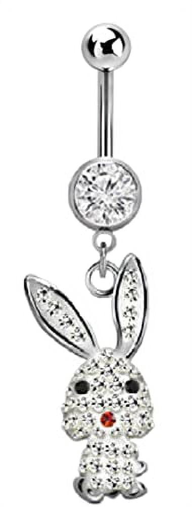 Belly Button Ring Navel Crystal Bunny Body Jewelry 14 Gauge - Walmart.com