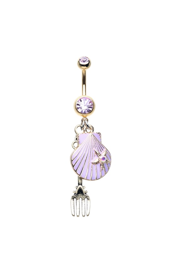 Belly Button Ring Navel Fairytale Dinglehopper Fork Shell dangling