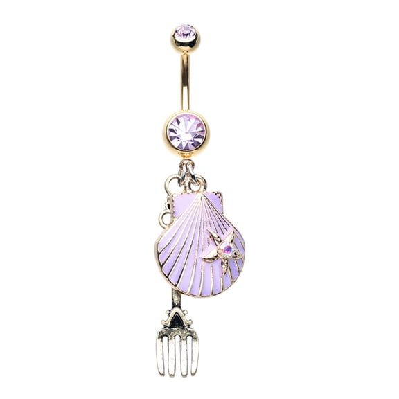 Belly Button Ring Navel Fairytale Dinglehopper Fork Shell dangling