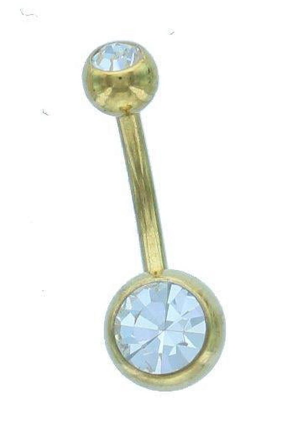 Belly Button Ring Navel Gold Plated Solitaire Body Jewelry 14g