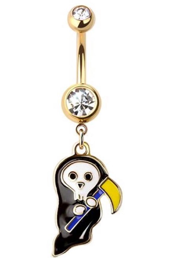 Belly Button Ring Navel Grim Reaper
