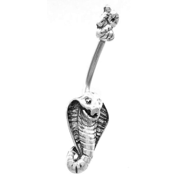 Belly Button Ring Navel King Cobra Snake 316L Surgical Steel Body Jewelry