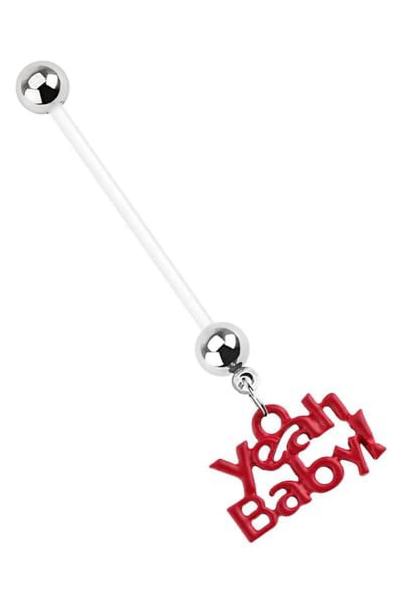 Belly Button Ring Navel PTFE Pregnancy 'Yeah Baby' Dangle Bio Flex