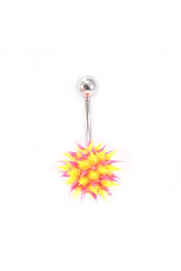 Belly Button Ring Navel Piercing with Spike Silicone Ball